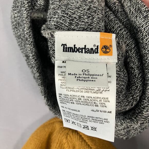 Timberland Beanie Lot 3 Pack Knit Hats Black Grey Mustard Acrylic OS Unisex - Picture 9 of 11